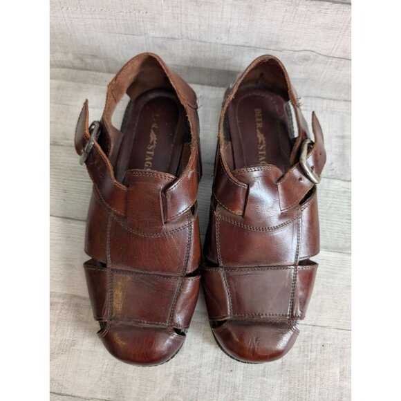 Mens Deer Stags Brown Leather Fisherman Sandals With Adjustable Strap Size 11 M - Picture 2 of 7